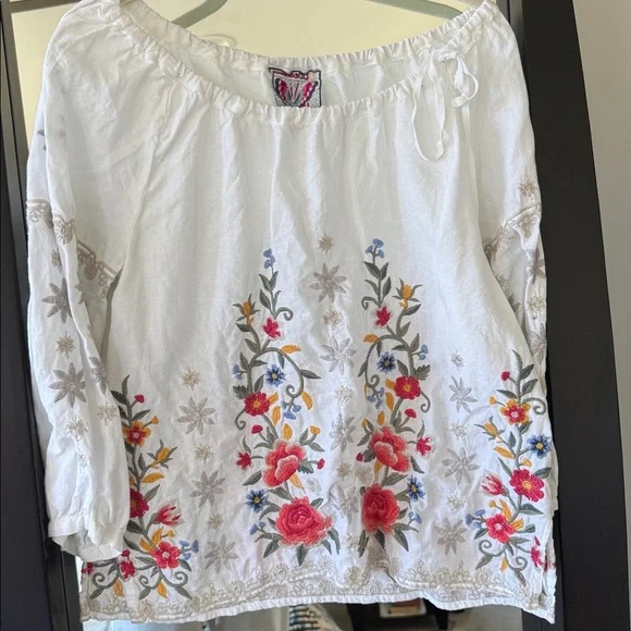 Johnny Was Embroidered Linen Top Size XS - Picture 2 of 7